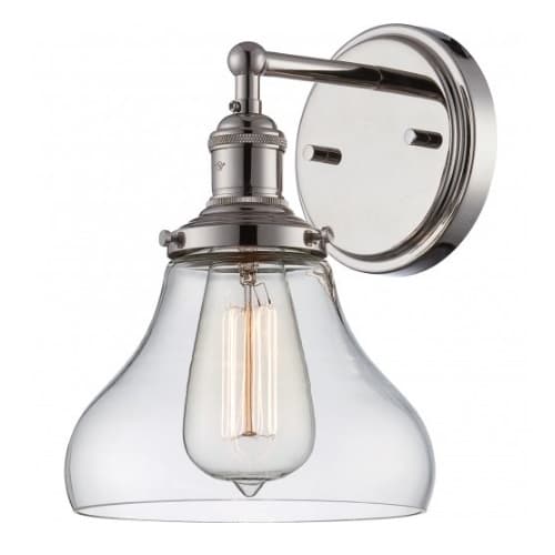 Nuvo 100W Vintage 7" Wide Wall Sconce, Clear Glass Shade, Polished Nickel