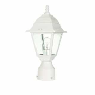 14" Briton Post Lantern Light, Clear Glass, White