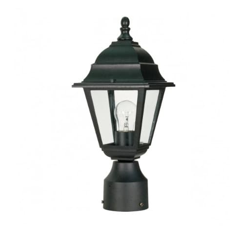14" Briton Post Lantern Light, Clear Glass, Textured Black