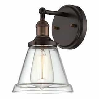 Nuvo 100W Vintage 6.5" Wide Wall Sconce, Clear Glass Shade, Rustic Bronze