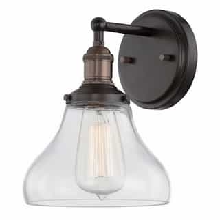 Nuvo 100W Vintage 7" Wide Wall Sconce, Clear Glass Shade, Rustic Bronze