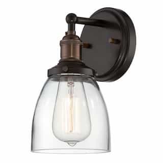 Nuvo 100W Vintage 5.125" Wide Wall Sconce, Clear Glass Shade, Rustic Bronze