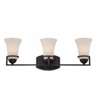 Neval 3-Light Vanity Light Fixture, Sudbury Bronze, Satin White Glass