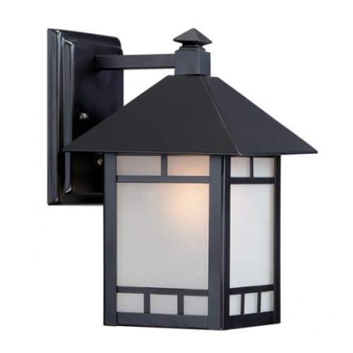Nuvo Drexel 7" Outdoor Wall Fixture, Stone Black, Frosted Seed Glass
