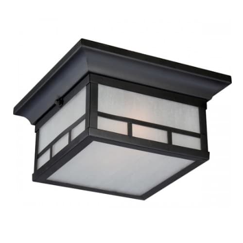 Nuvo Drexel 2-Light Outdoor Flush Mount Fixture, Stone Black, Frosted Seed Glass