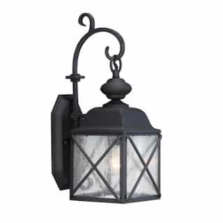 Wingate 6" Outdoor Wall Light Fixture, Textured Black, Clear Seed Glass