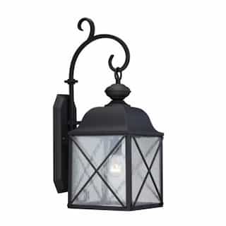 Wingate 8" Outdoor Wall Light fixture, Texured Black, Clear Seed Glass
