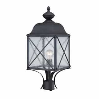 Wingate Outdoor Post Light Fixture, Textured Black, Clear Seed Glass