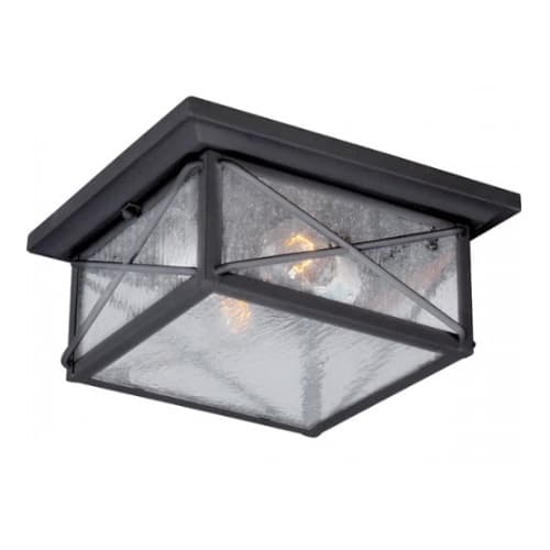 Nuvo Wingate Outdoor Flush Mount Fixture, Textured Black, Clear Seed Glass
