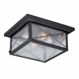 Wingate Outdoor Flush Mount Fixture, Textured Black, Clear Seed Glass