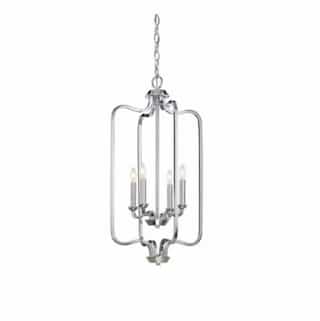 240W Willow Pendant Light, Caged, 4-Light, Polished Nickel