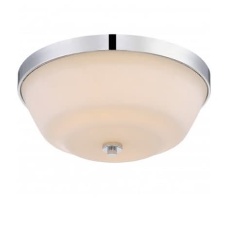 60W Willow Flush Mount Fixture, 2-Light, Polished Nickel