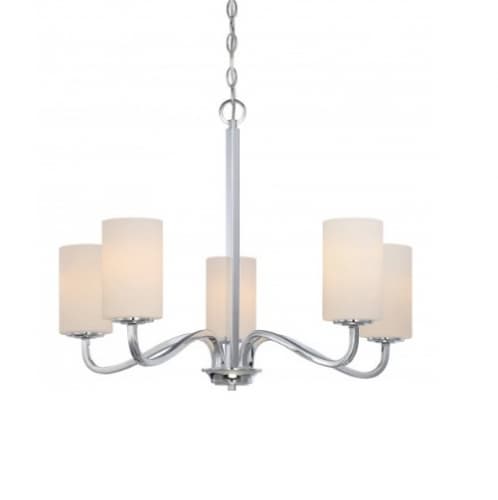 Nuvo 100W Willow Chandelier Light Fixture, 5-Light, Polished Nickel