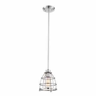 Maxx Small Caged Pendant Light Fixture, Polished Nickel