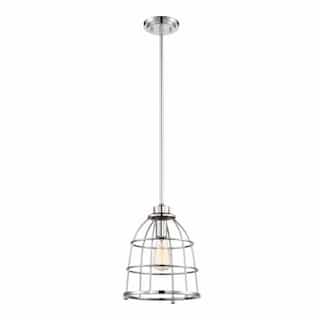 Nuvo Maxx Large Caged Pendant Light Fixture, Polished Nickel
