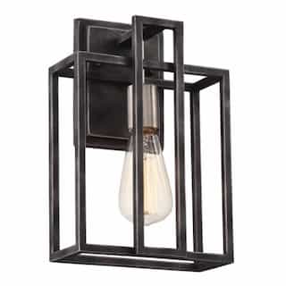 60W Lake Wall Sconce Light, Iron Black, Brushed Nickel Accents Finish