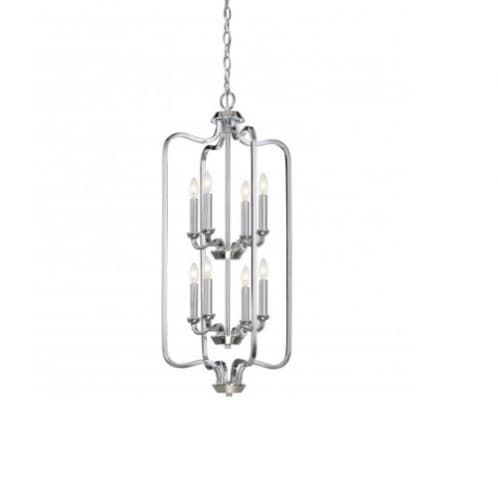 60W Willow Pendant Light, Caged, 8-Light, Polished Nickel
