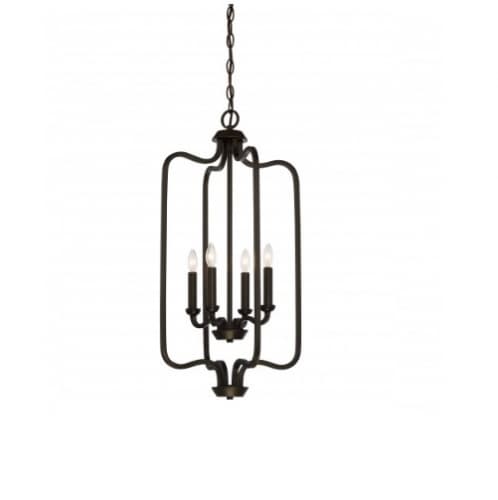 240W Willow Pendant Light, Caged, 4-Light, Forest Bronze