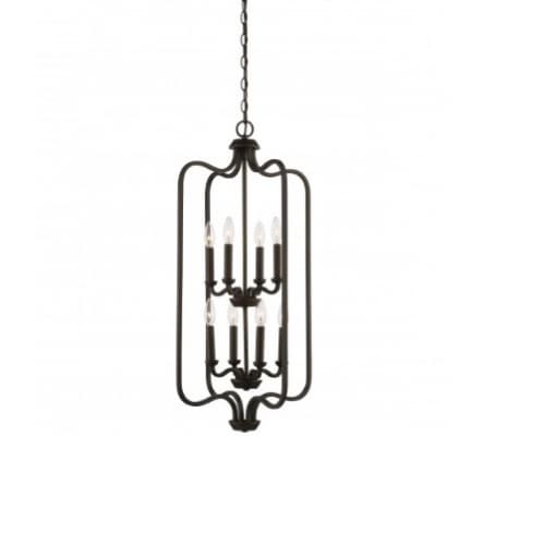 60W Willow Pendant Light, Caged, 8-Light, Forest Bronze