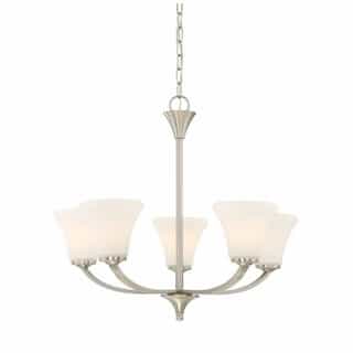 Fawn Chandelier Light Fixture, Brushed Nickel Finish, 5 Lights