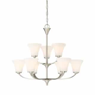 Fawn Chandelier Light Fixture, Brushed Nickel Finish, 9 Lights