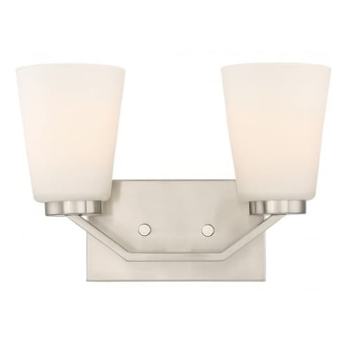 Nome 2-Light Vanity Light Fixture, Brushed Nickel, Frosted Glass