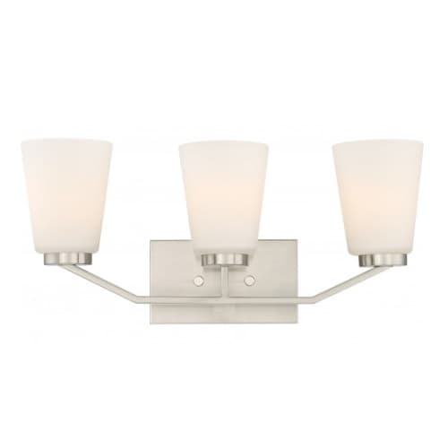Nome 3-Light Vanity Light Fixture, Brushed Nickel, Frosted Glass