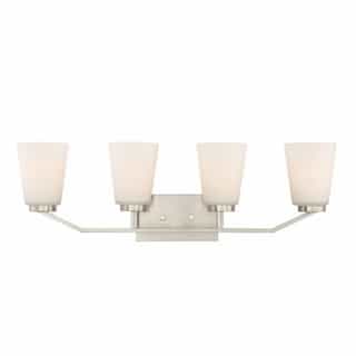 Nome 4-Light Vanity Light Fixture, Brushed Nickel, Frosted Glass