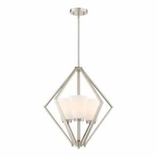Nuvo Nome 3-Light Pendant Light Fixture, Brushed Nickel, Frosted Glass