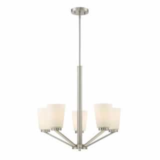 Nuvo Nome 5-Light Chandelier Light Fixture, Brushed Nickel, Frosted Glass