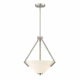 Nome 2-Light Pendant Light Fixture, Brushed Nickel, Frosted Glass