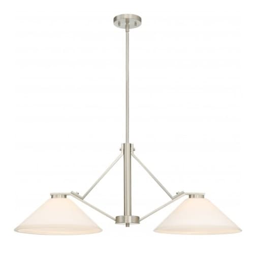 Nome 2-Light Island Pendant Light Fixture, Brushed Nickel, Frosted Glass