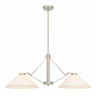Nome 2-Light Island Pendant Light Fixture, Brushed Nickel, Frosted Glass