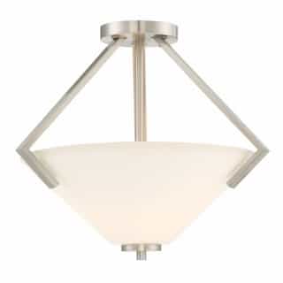 Nuvo Nome 2-Light Semi-Flush Light Fixture, Brushed Nickel, Frosted Glass
