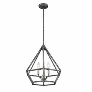 Orin Pendant Light Fixture, Brushed Nickel Accents Finish, 3 Lights