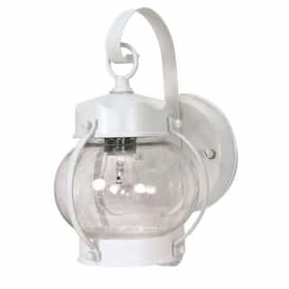 11" Onion Wall Lantern Light, White Finish, Clear Seed Glass