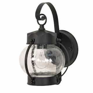 11" Onion Wall Lantern Light, Textured Black, Clear Seed Glass