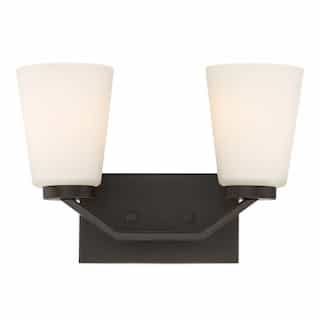 Nuvo Nome 2-Light Vanity Light Fixture, Mahogany Bronze, Frosted Glass
