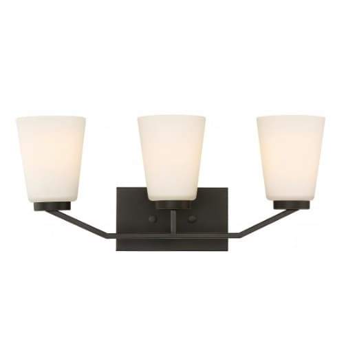 Nome 3-Light Vanity Light Fixture, Mahogany Bronze, Frosted Glass