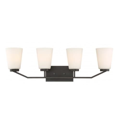 Nome 4-Light Vanity Light Fixture, Mahogany Bronze, Frosted Glass