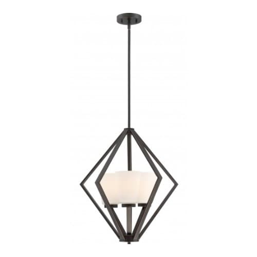 Nuvo Nome 3-Light Pendant Light Fixture, Mahogany Bronze, Frosted Glass