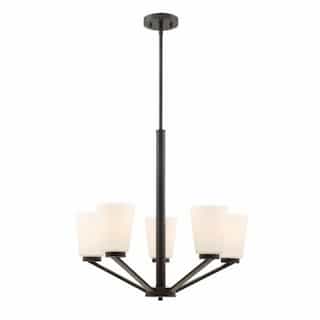 Nome 5-Light Chandelier Light Fixture, Mahogany Bronze, Frosted Glass