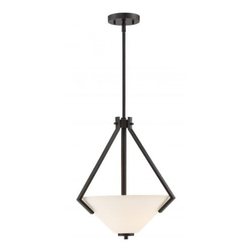 Nuvo Nome 2-Light Pendant Light Fixture, Mahogany Bronze, Frosted Glass