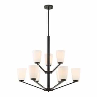 Nuvo Nome 9-Light Chandelier Light Fixture, Mahogany Bronze, Frosted Glass