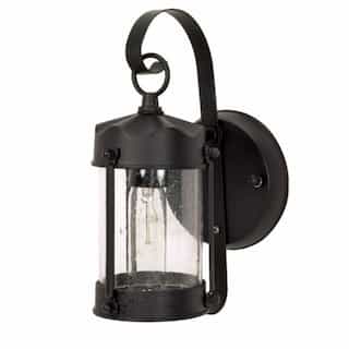 Nuvo 11" Piper Wall Lantern, Clear Seed Glass, Textured Black Finish