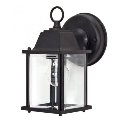 Nuvo 9" Cube Wall Lantern, Clear Beveled Glass, Textured Black Finish