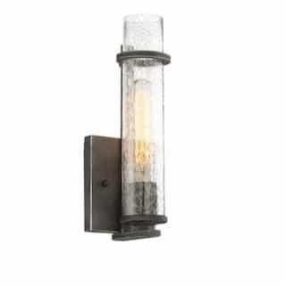 60W Donzi Vanity Light Fixture, Clear Seeded Glass, E26 Base, Iron Black