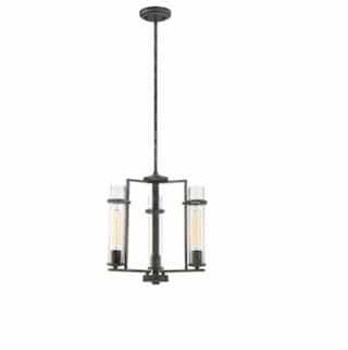 Nuvo 60W Donzi Chandelier Light Fixture, Clear Seeded Glass, Candelabra Base, Iron Black