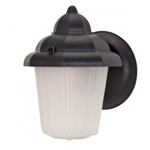 Nuvo 9" Hooded Wall Lantern, Satin Frosted Glass, Textured Black Finish