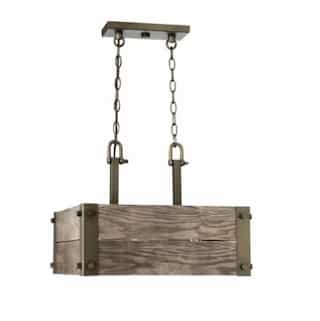 Nuvo 60W Winchester Pendant Light, Squared, Aged Wood, 4-Light, Bronze